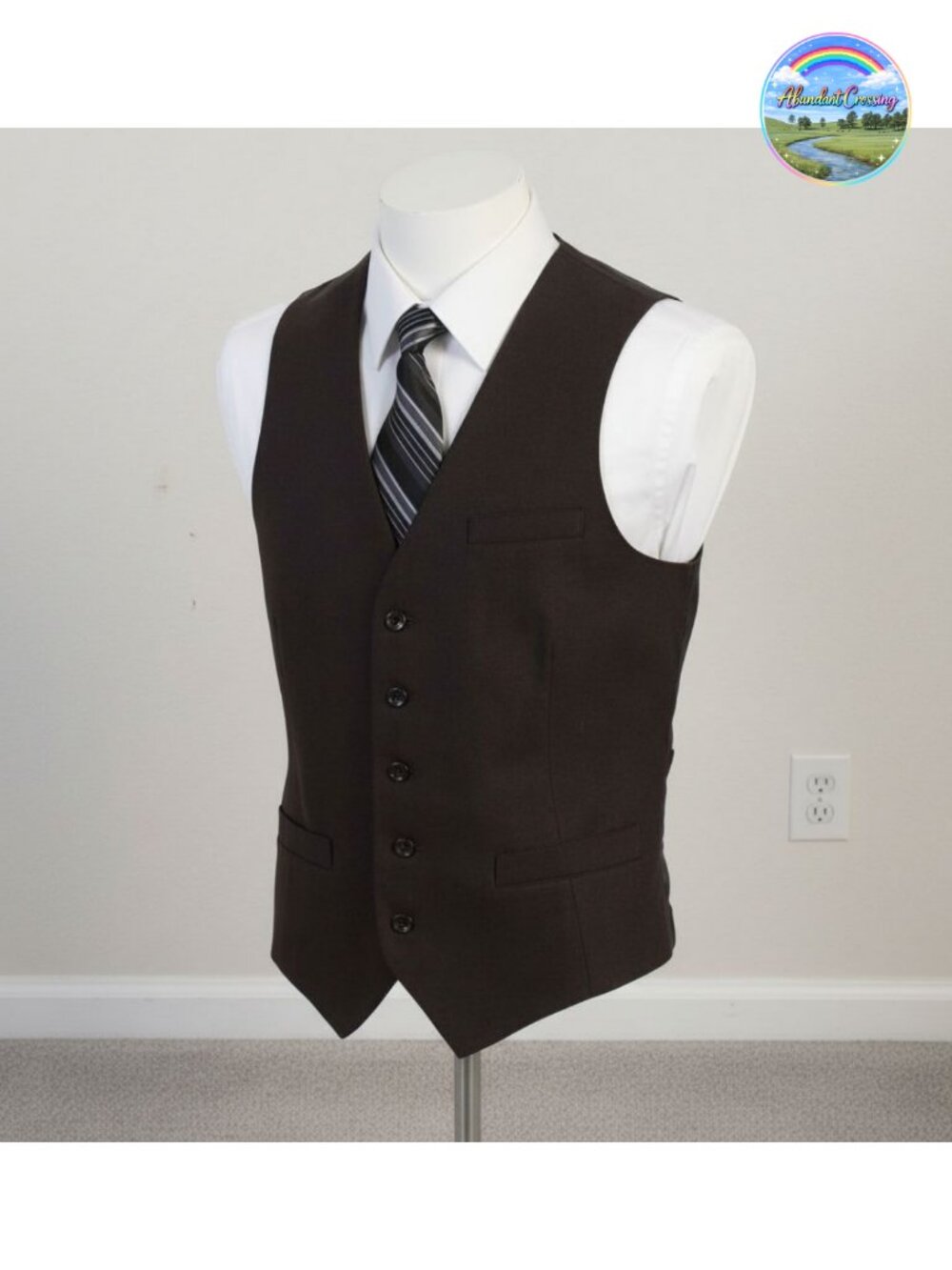Men's Slim Fit Herringbone Tweed Suit Vest Formal Button Front